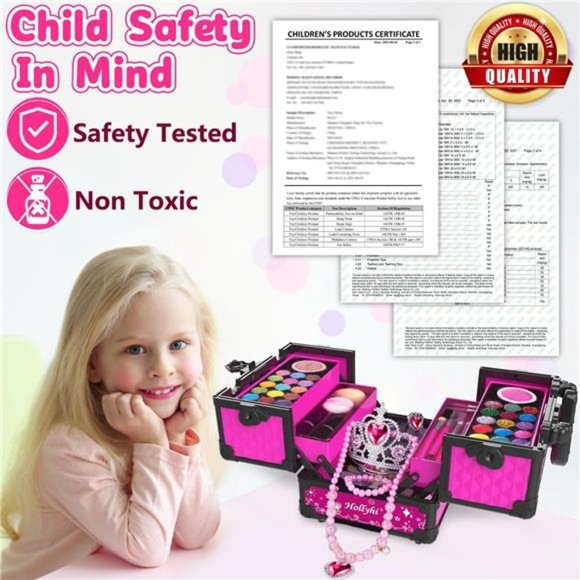 65 Pcs Makeup Kit, Washable Play Makeup Toys Set with Cosmetic Case For Kids - Picture 4 of 6